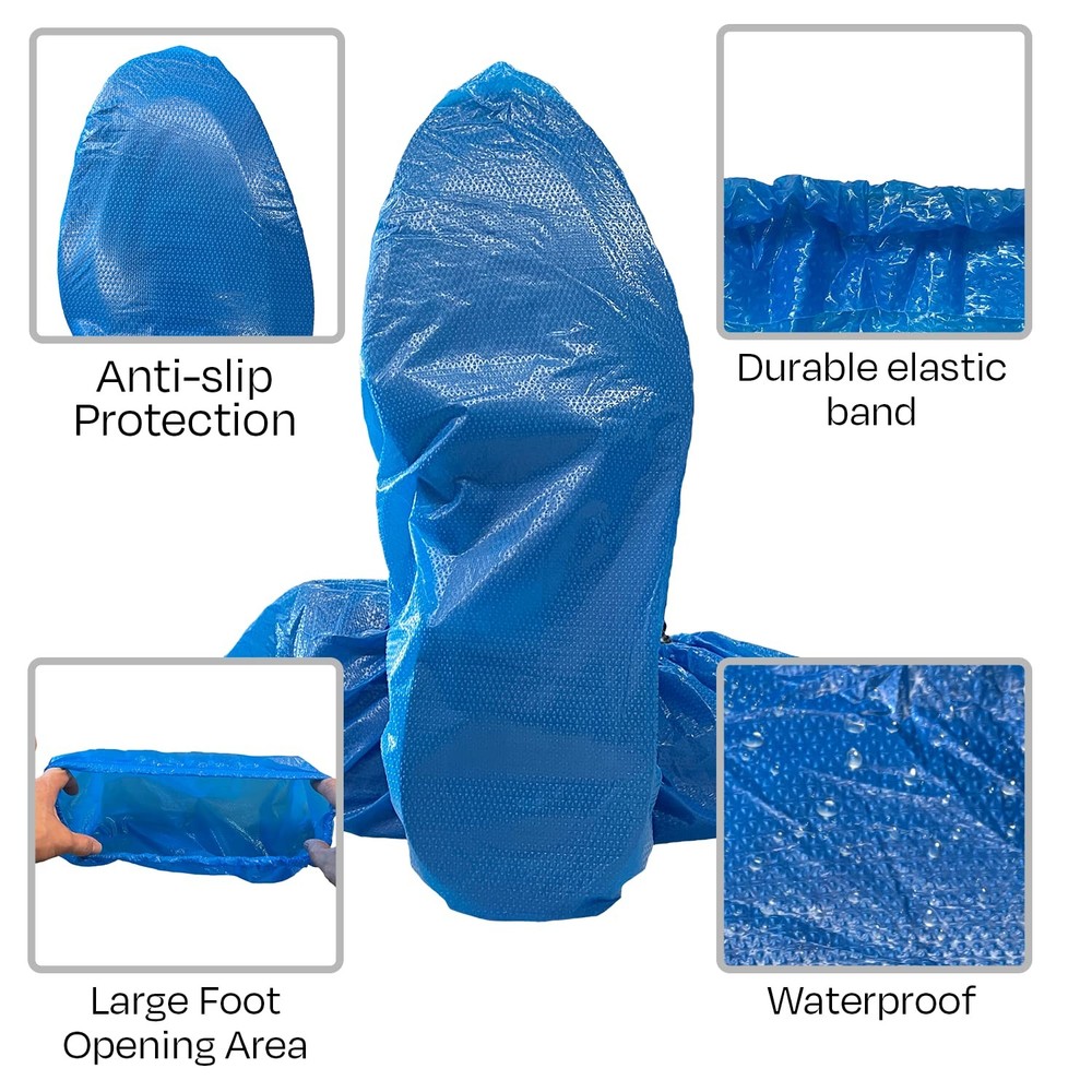 Buena Goods 100 Pack Extra Large Disposable Blue Boot and Large,