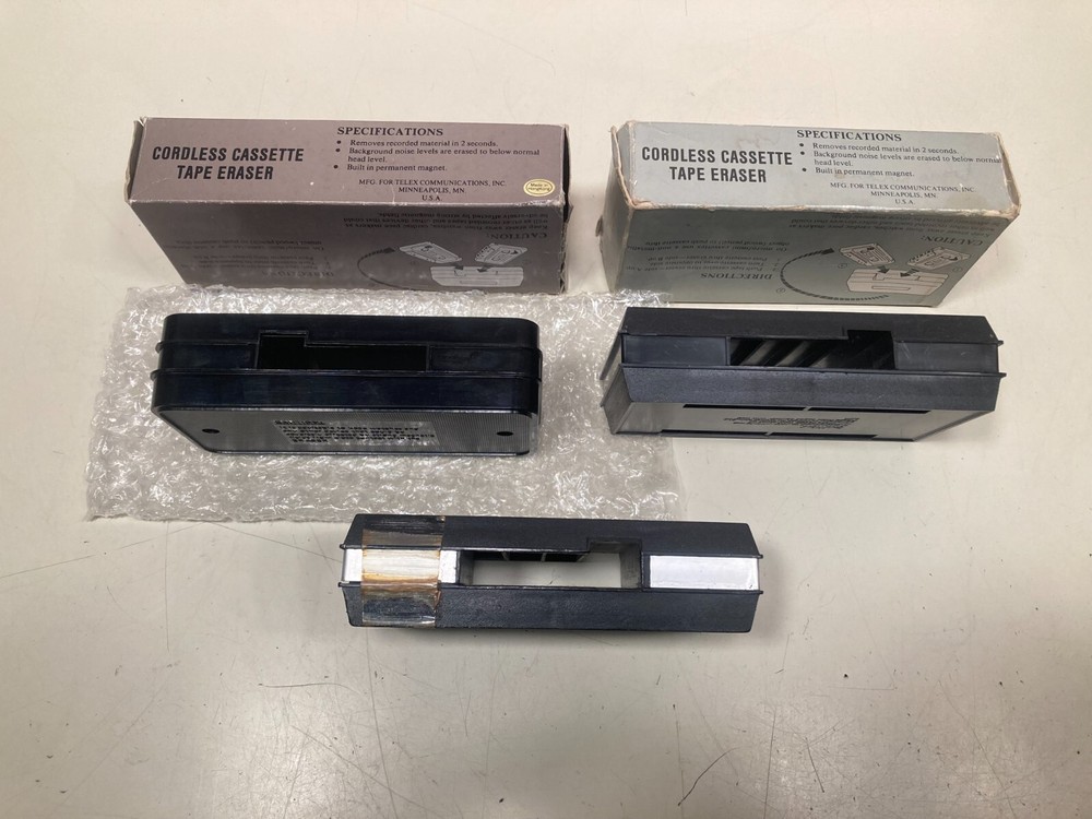 (3) Vintage Telex cordless cassette erasers
