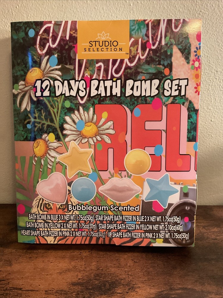 NEW Studio selection 12 Days Bath Bomb Set Bubblegum Scented