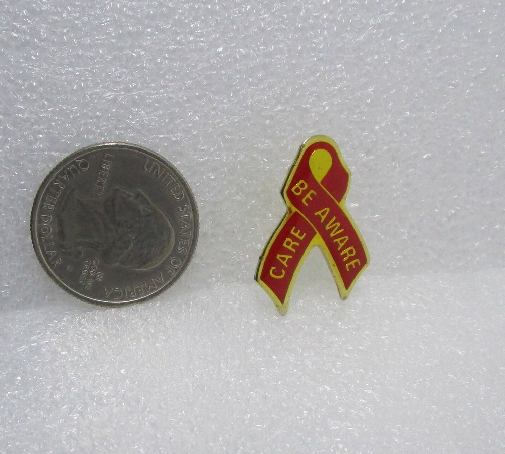 Be Aware Care Red Ribbon Pin