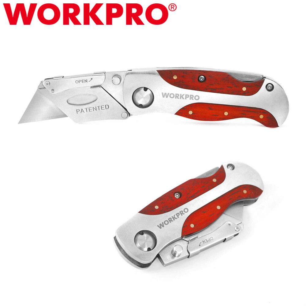 WORKPRO Quick-Change Utility Knife Classical Retro Style Wood Grain Handle Knife