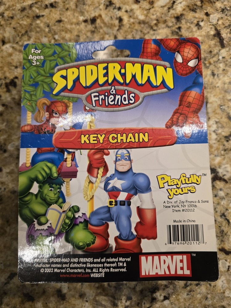 2002 Marvel Spider-Man Keychain / Keyring Playfully Yours NEW Sealed
