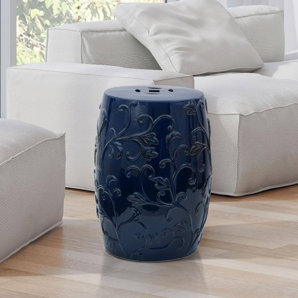 Dark Blue Porcelain Ottoman