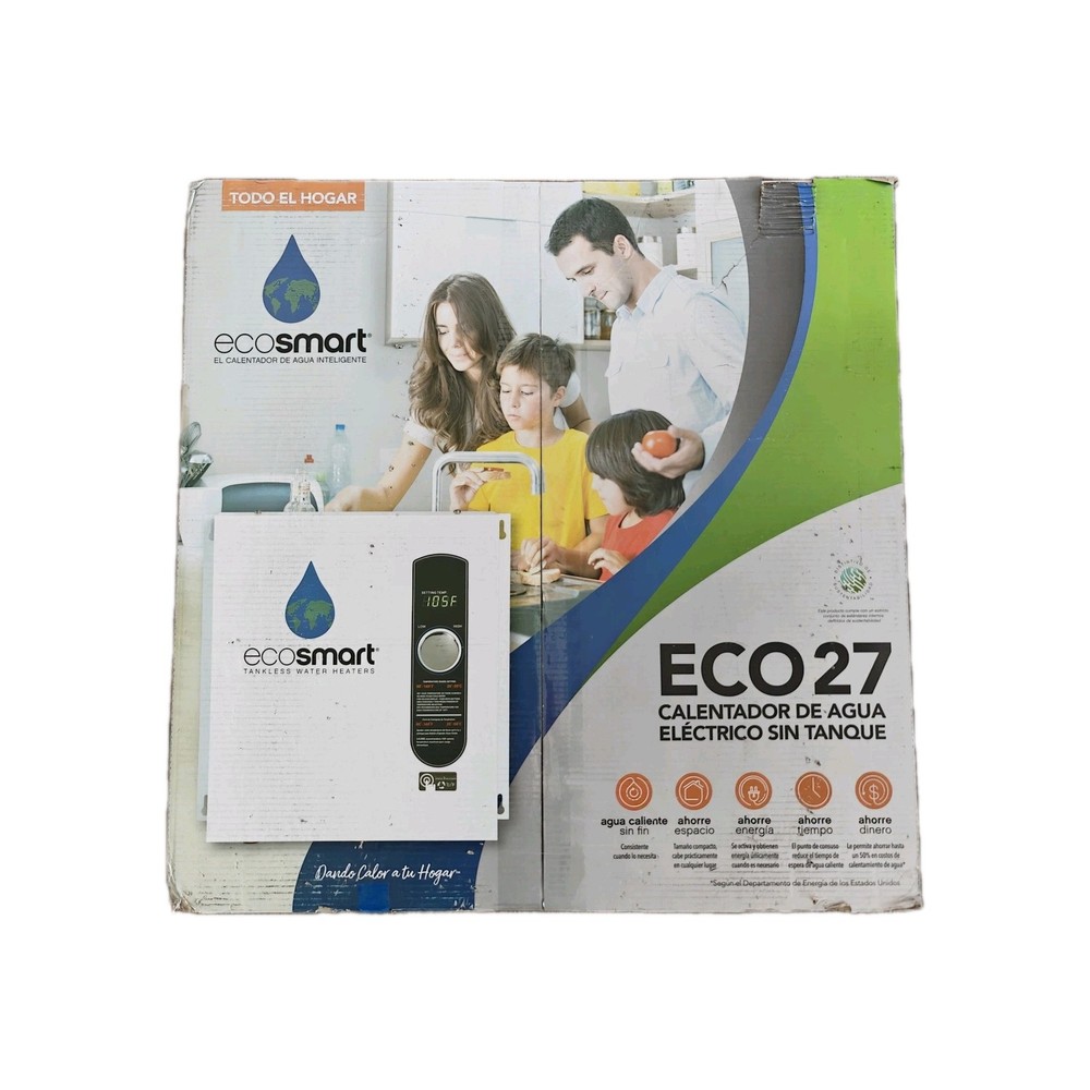 EcoSmart ECO 27 Tankless Water Heater, Electric, 27-kW - Quantity 1, 17 x 17 x 3