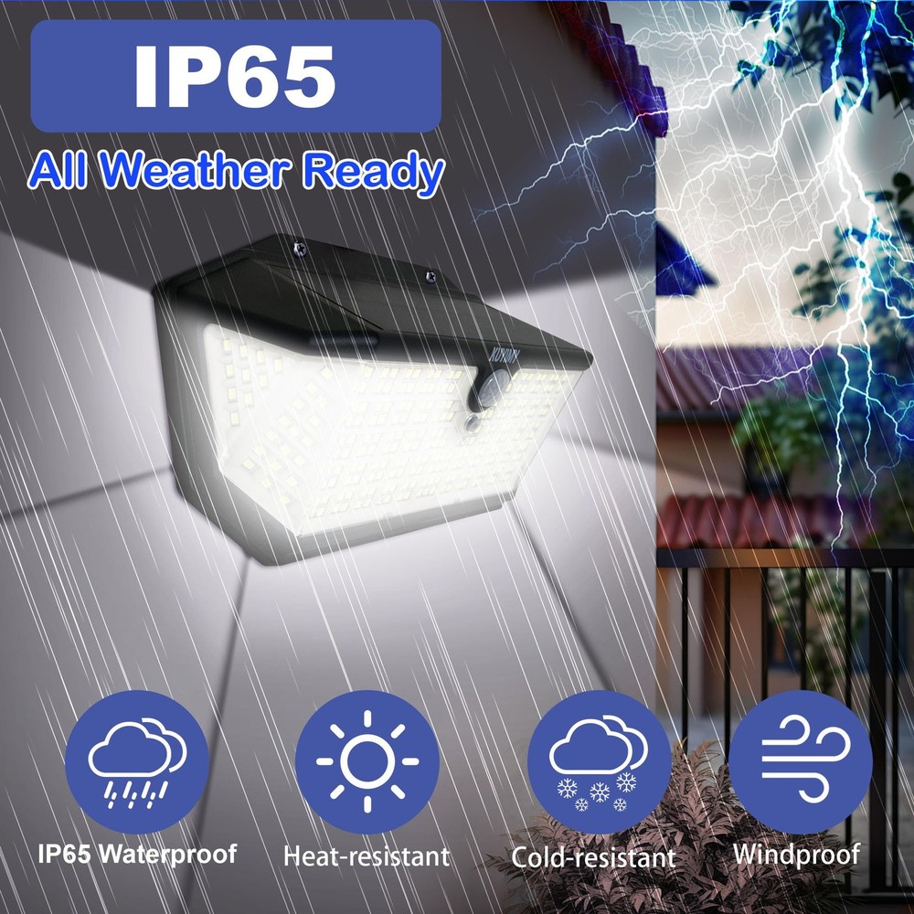 Solar Outdoor Lights, 266LED with Motion Sensor and 3 Lighting Modes, IP65 Wa...