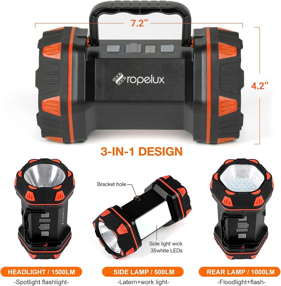 Led Camping Lantern Rechargeable, Lights 1500lm, 8 1PACK, Orange