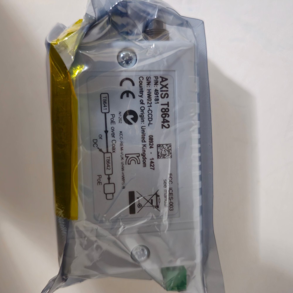 Axis T8642 PN 49181 White PoE+ over Coax Device Unit