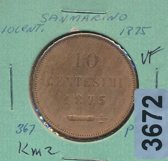 SAN MARINO - 1875 - 10 CENTAVOS - #3672