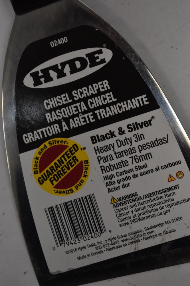 Hyde Chisel Scraper Black & Silver Heavy Duty 3" 02400 Edge Tool Painting