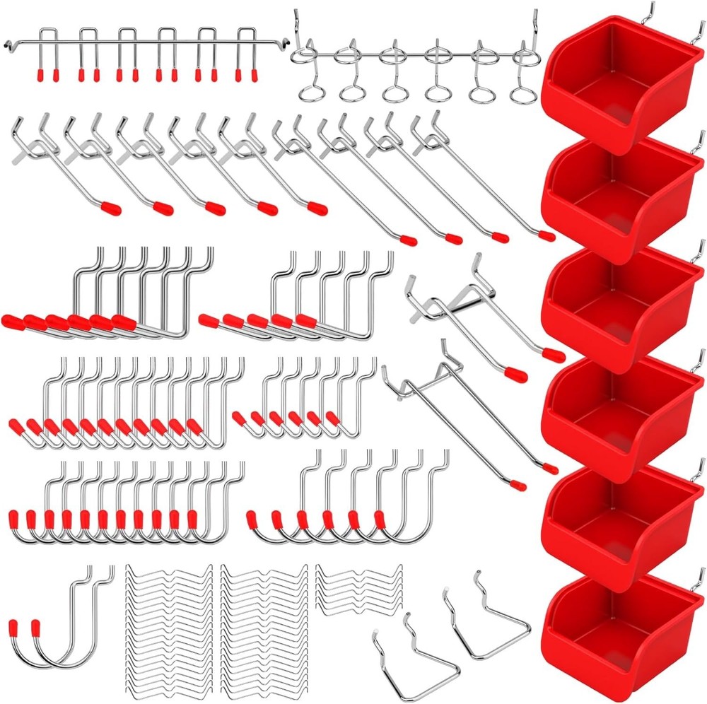 121-Piece Rust Resistant Pegboard Hook Set with 13 Types for Organizing Tools