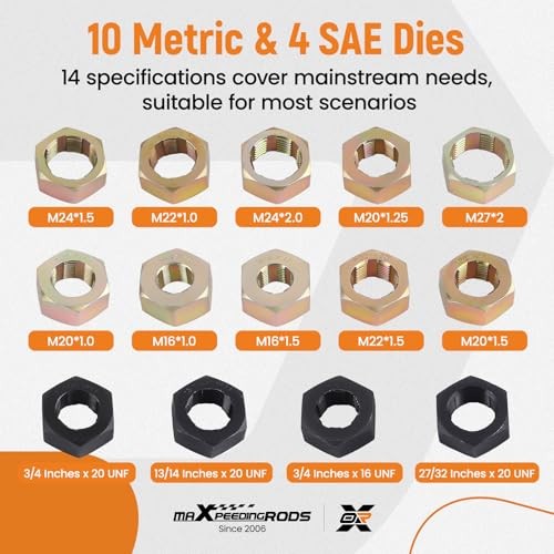 Axle Spindle Thread Chaser Set, Thread Rethreading Restorer Master 16 PCS