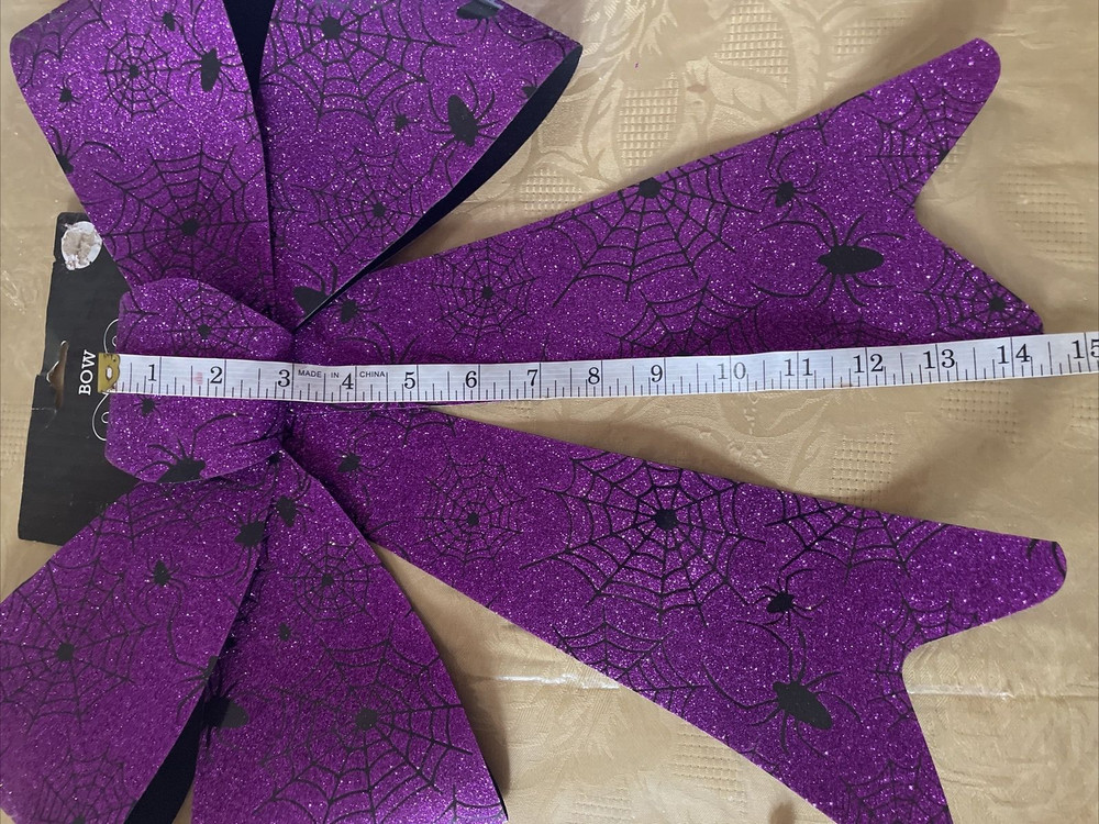 Halloween Glitter Spiderweb Bow Purple Black new