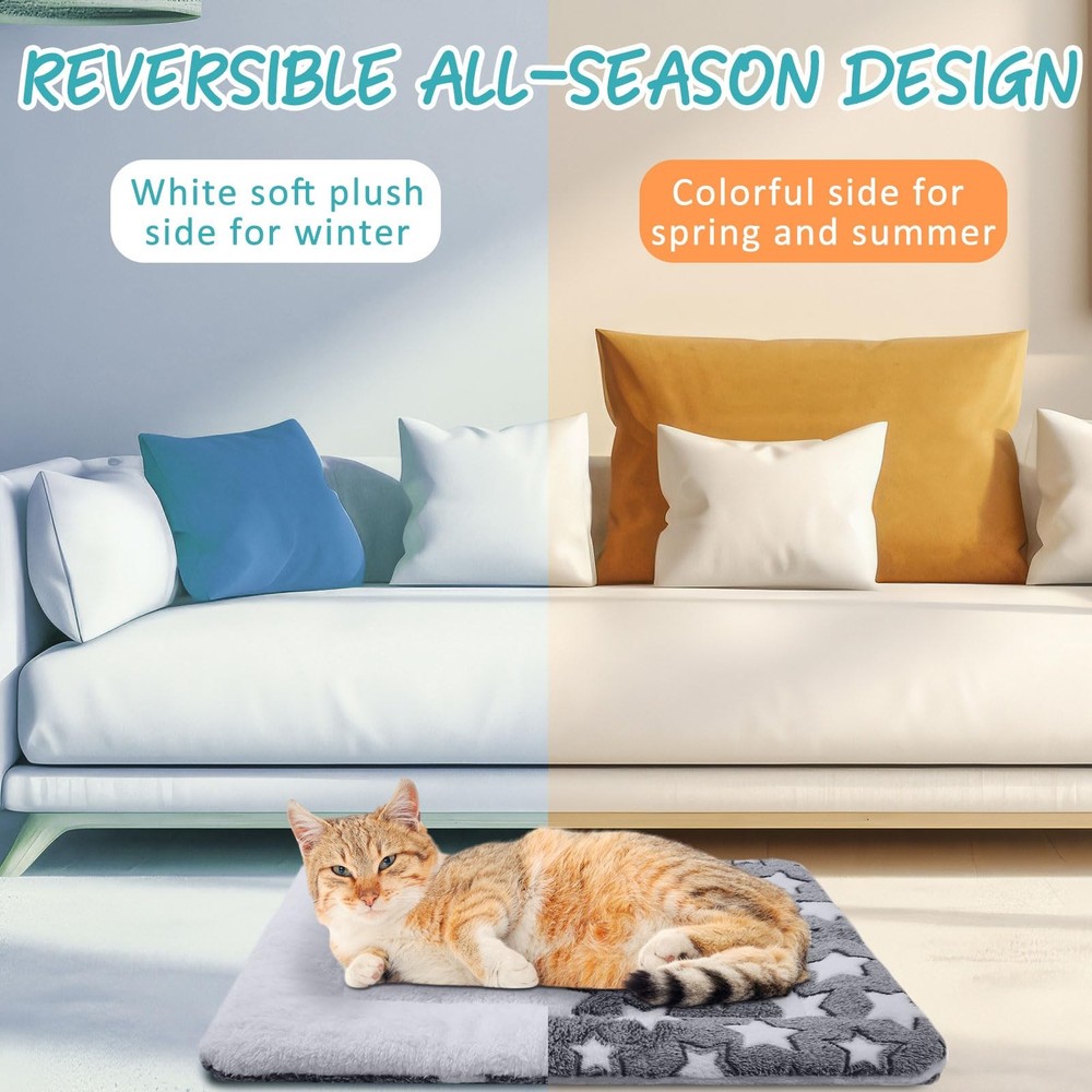 2 Pack Self Warming Cat Mat Self Heating Pad Bed Reversible Machine Washable ...