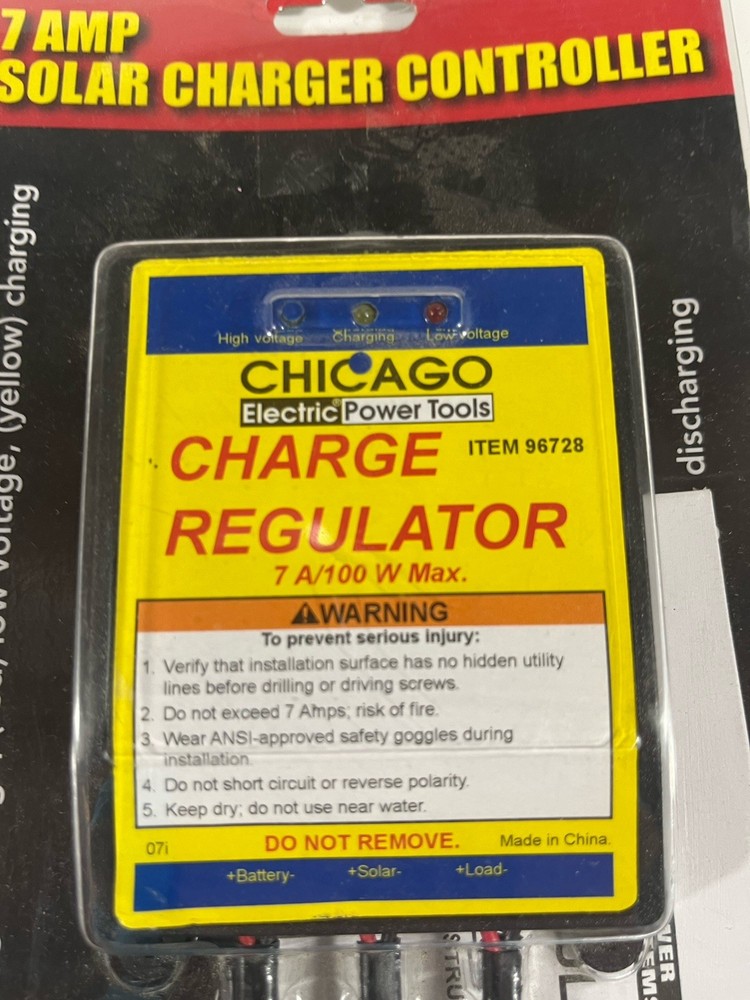 Solar Charger Controller 7 AMP Charge Regulator 100 Watt Max 96728