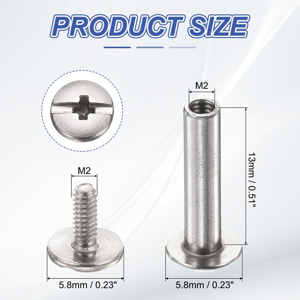 40set Phillips Chicago Screw M2xmm Binding Post Screw, Silver