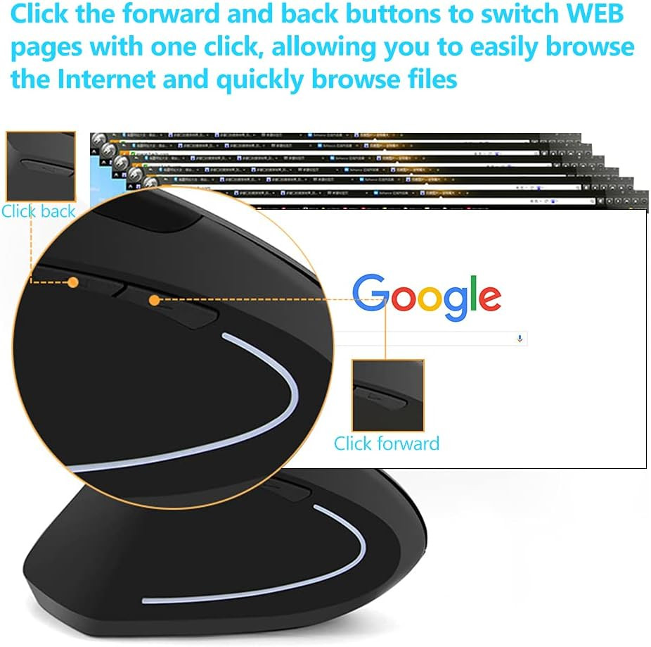 Ergonomic Vertical USB Wired Mouse, Left Handed Optical Mouse, 3 Adjustable DPI