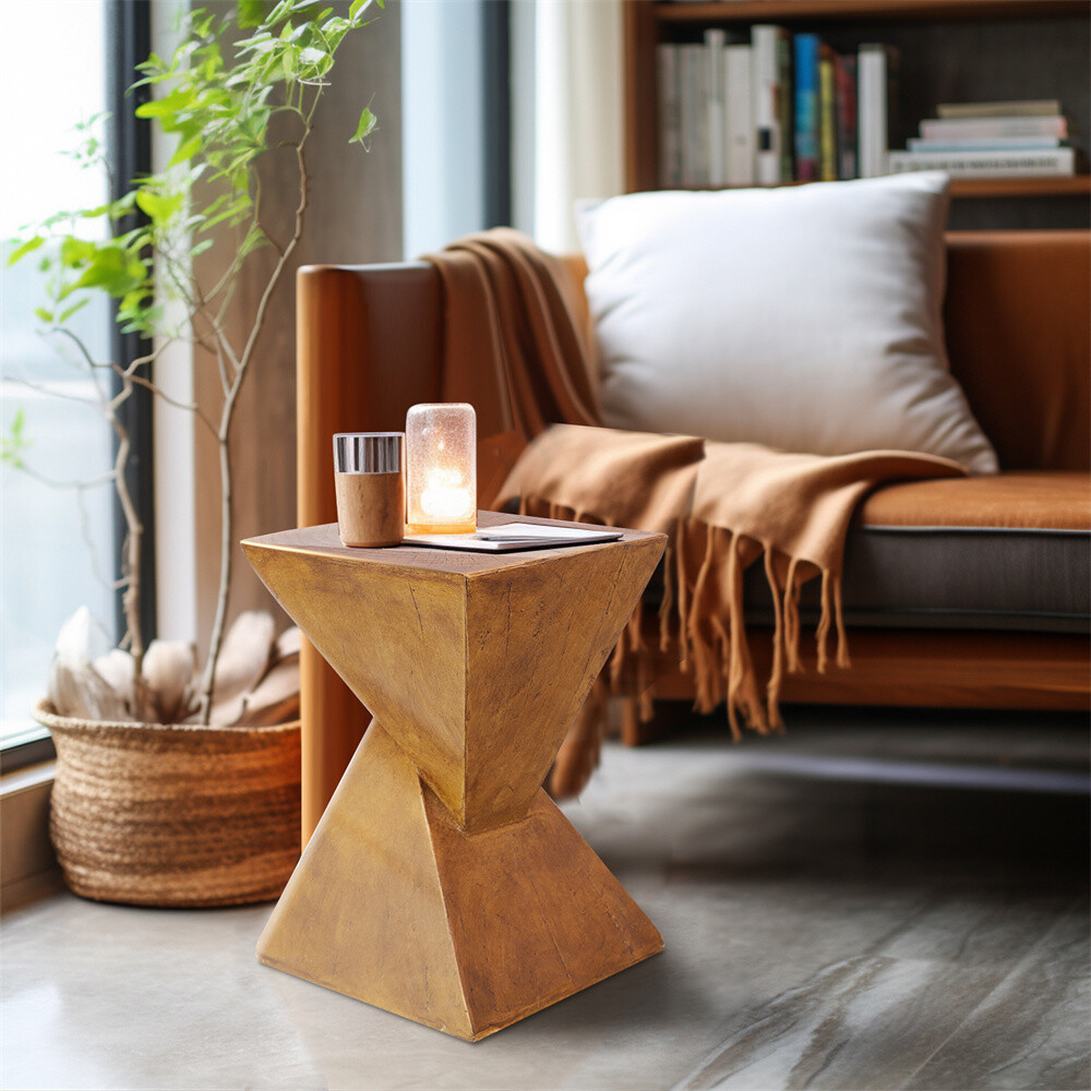 Modern Light-weight Concrete Accent Table Geometric Side End Table Natural Look