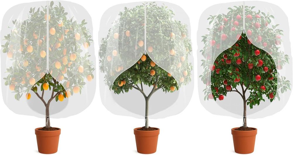 3 Pack Fruit Tree Netting 2.62x3.28Ft with Zipper & Drawstring for Garden Use