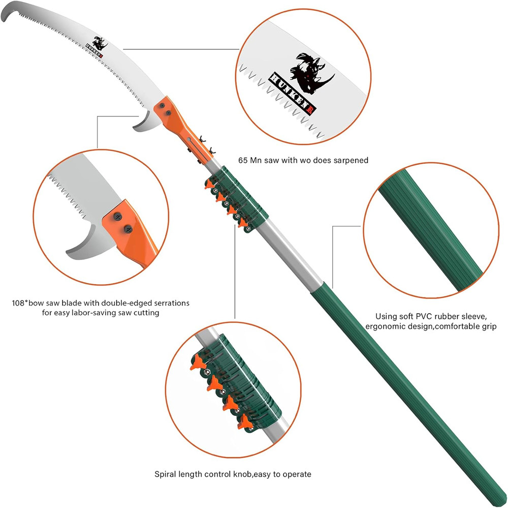 Tree Pruner Pole Saw Manual Extendable Long Tree Pruner Extendable，Pole Pruni...