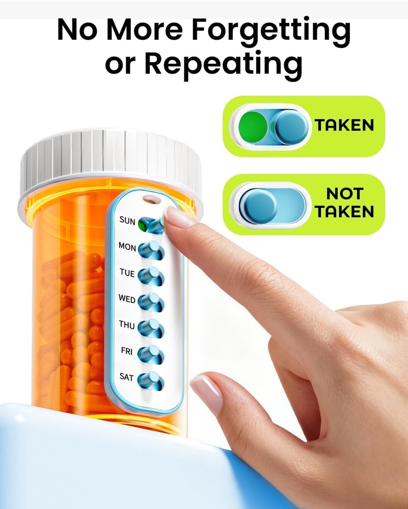 Odaro 2 Pack Pill Reminder, Lanyad or Sticker Pill Tracker, Work with Most Bottl