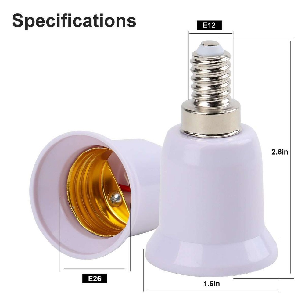 5/10/20Pcs Light Bulb Socket Adapter E12 to E26/E27 Base Chandelier Converter US