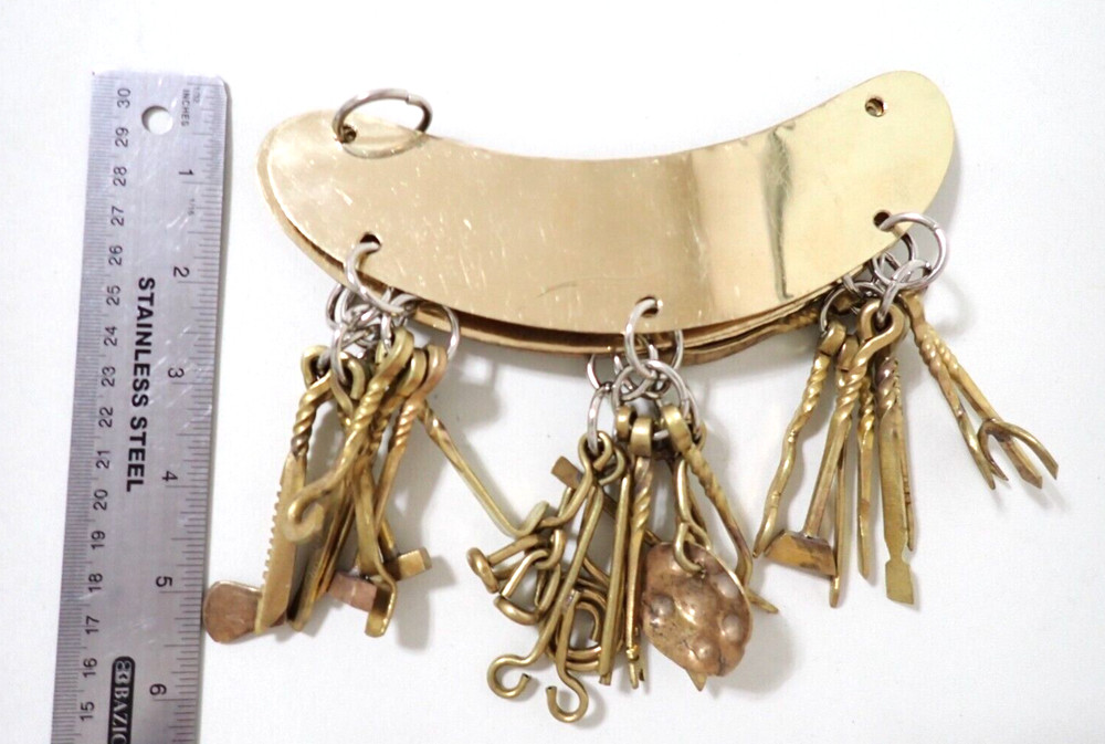 Mongolian Shaman Exorcism protective miniature 27 tools instrument Brass