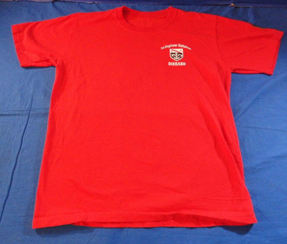 DISCONTINUED 1ST ENGINEER BATTALION DIEHARD SAPPER RED SHIRT ALWAYS FIRST MEDIUM