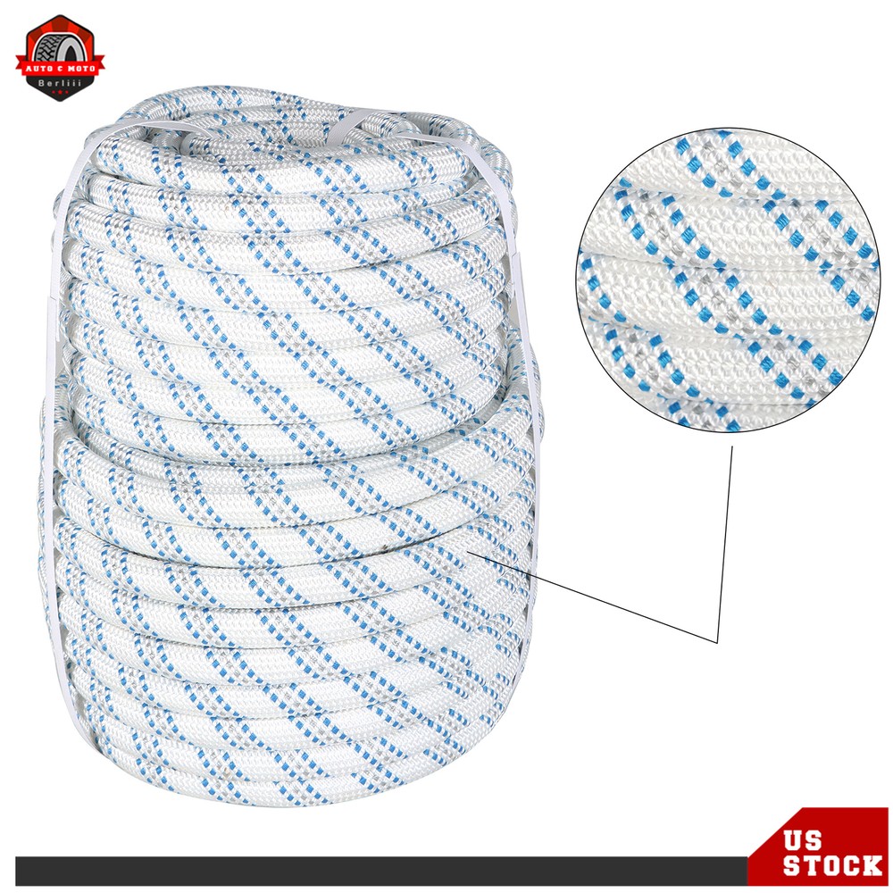 3/4in x150ft Arborist Bull Rope Pulling Rigging Line Double Braid Polyester Rope
