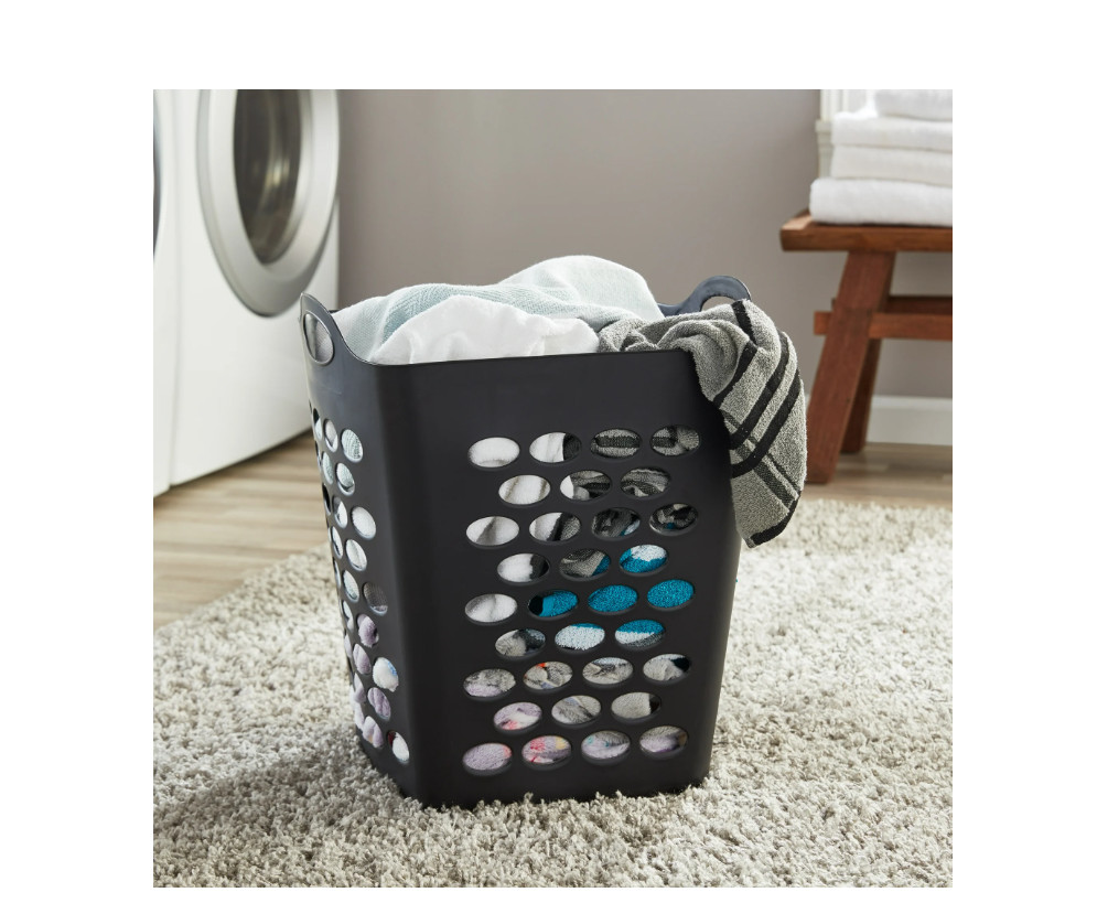 (3 pack) Mainstays Flex Square Laundry Hamper, Black, Adult
