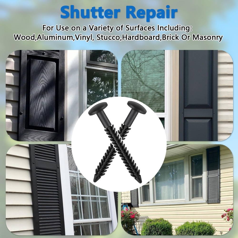 38 Pack Vinyl Shutter Fasteners for Windows Outside Plastic Shutter Screws Ex...