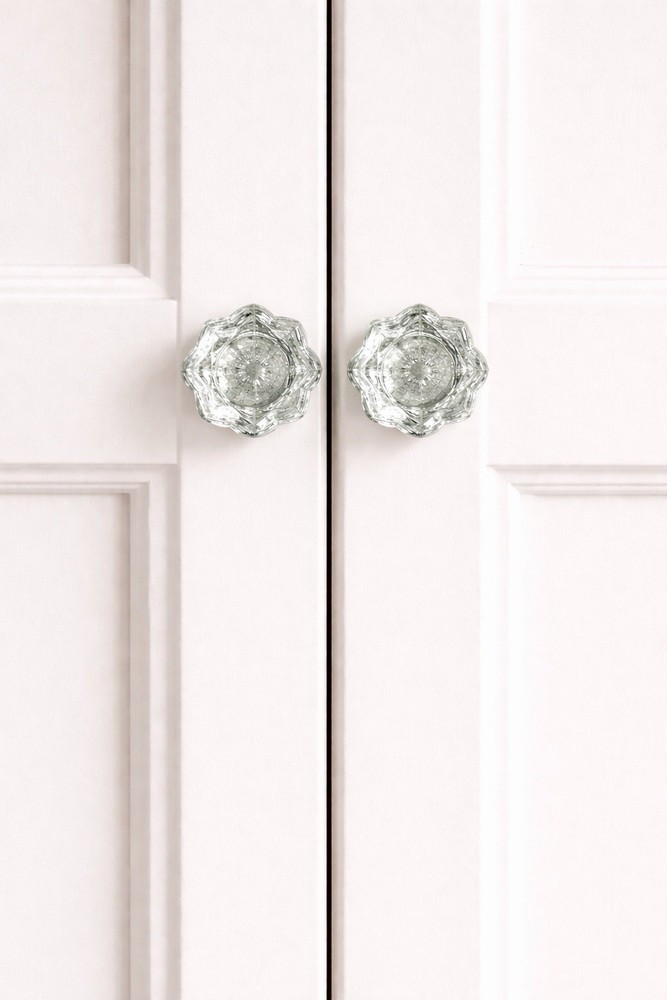 Vintage Glass Cabinet Knobs Depression Era Style Octagon Glass Pulls