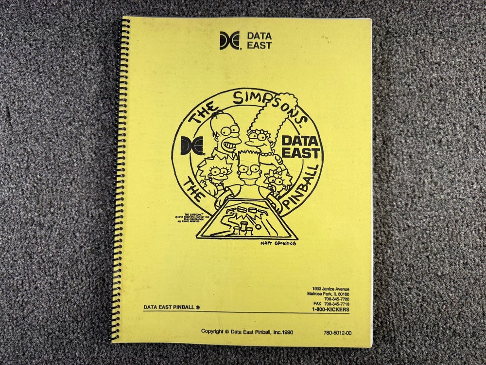 Data East The Simpsons Pinball Machine Game Manual Schematics