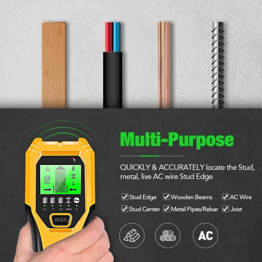 Stud Finder Wall Scanner 5 in 1 Multifunctional Upgraded Smart Yellow