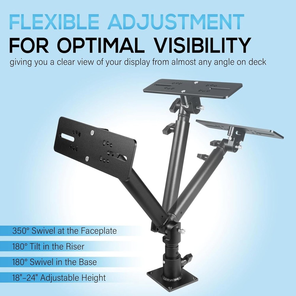 18"-24" Adjustable Height Fish Finder& Chartplotters Mount for Garmin,Humminbird
