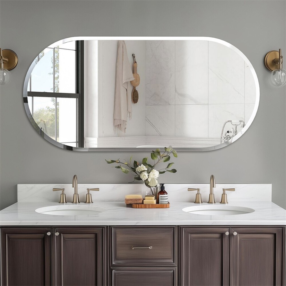 Multi-Shape Frameless Bathroom Mirror Prism Bevelled Vanity Mirror for Over Sink