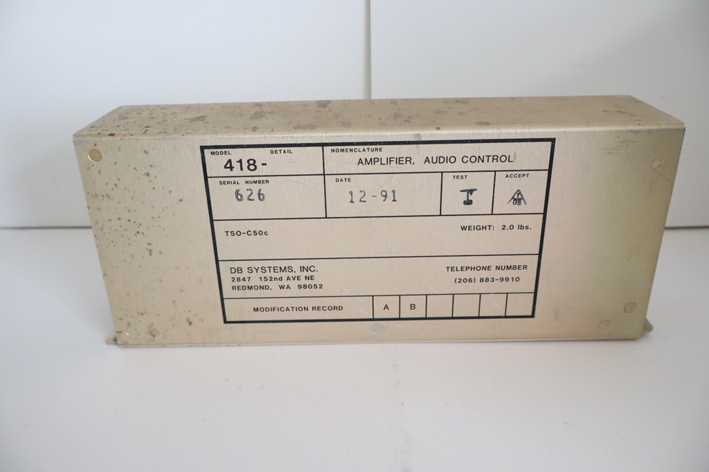 DB Systems 418 Audio Control Amplifier - Removed Working (3Available)