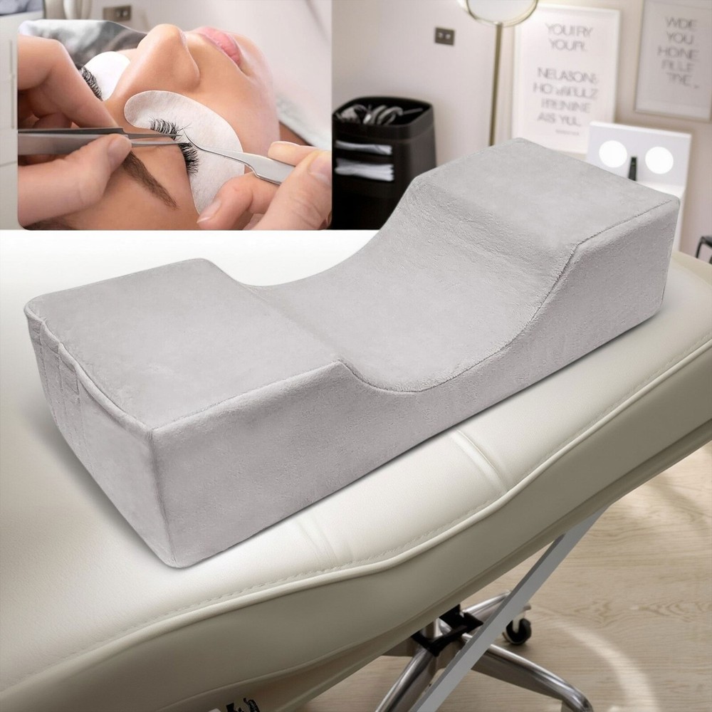 Grey Memory Foam Lash Pillow U-Shaped Neck Support & Storage Variation
