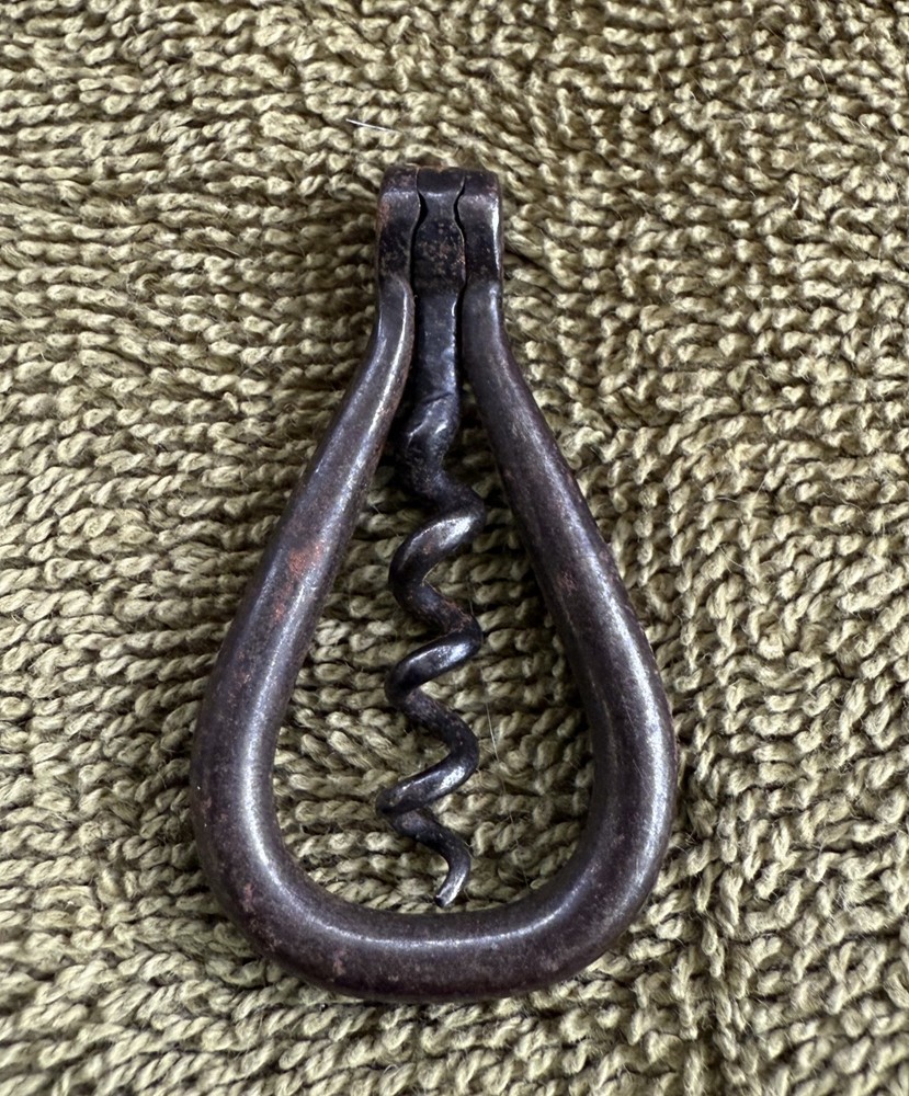 Antique 1800's Folding Iron Travel Corkscrew