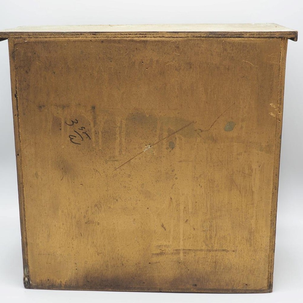 Gold Painted Wood Four Compartment Storage Drawers Decor