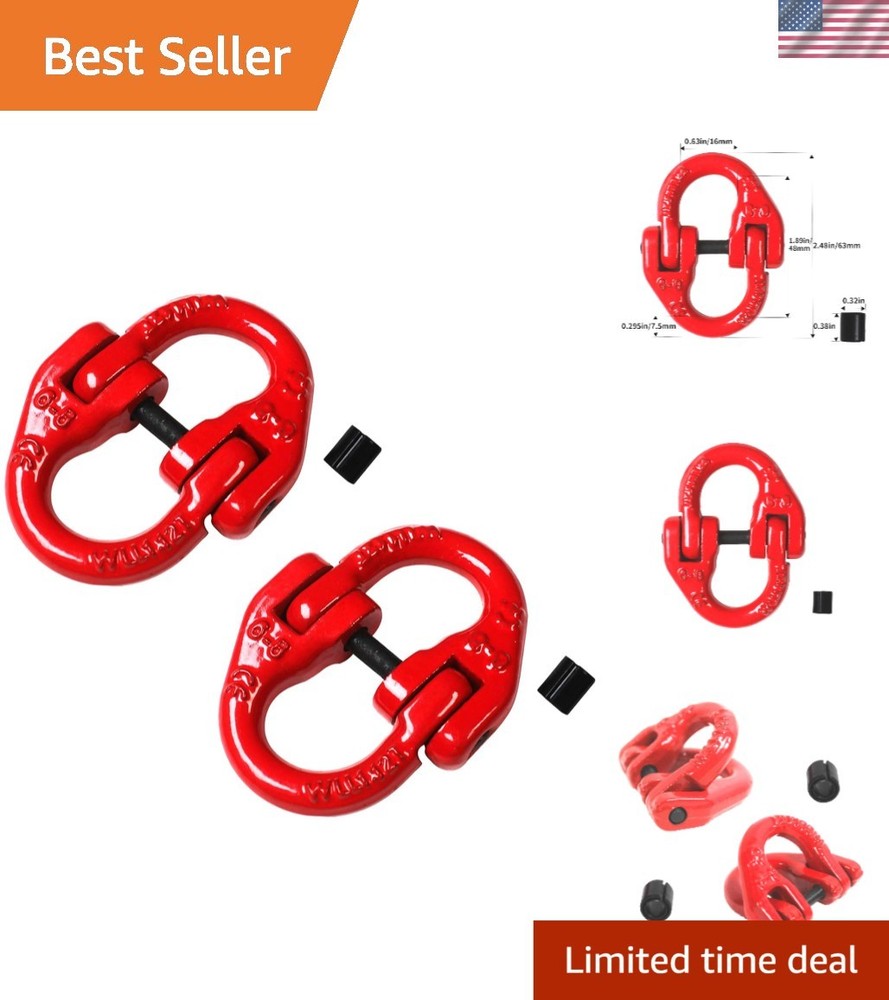 Durable G80 Hammerlock Coupling Links - Red Painted, 2645 lbs Limit - 2 Pack