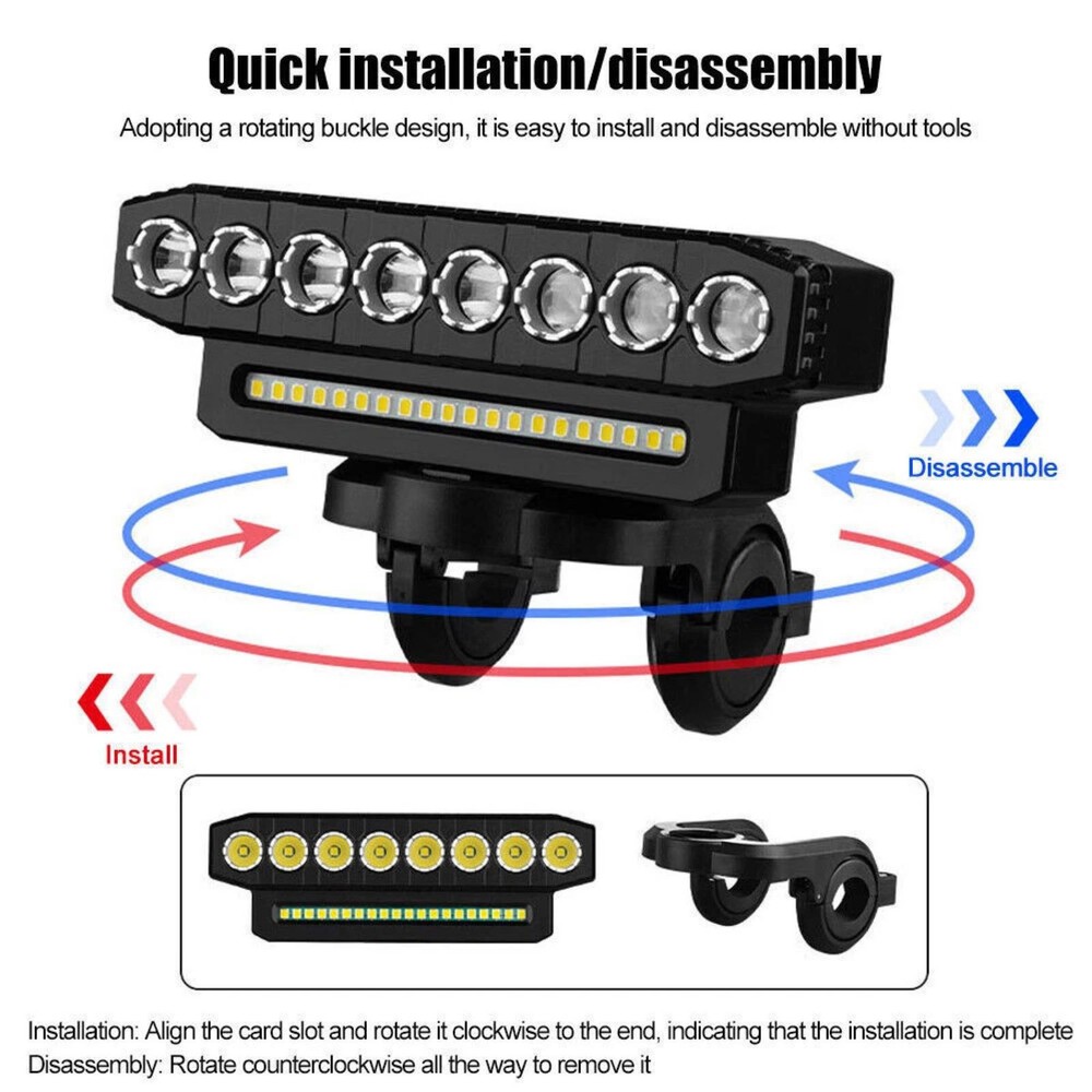 Bicycle Front Headlight Super Bright LED Bike Light Fit Type-C Charging