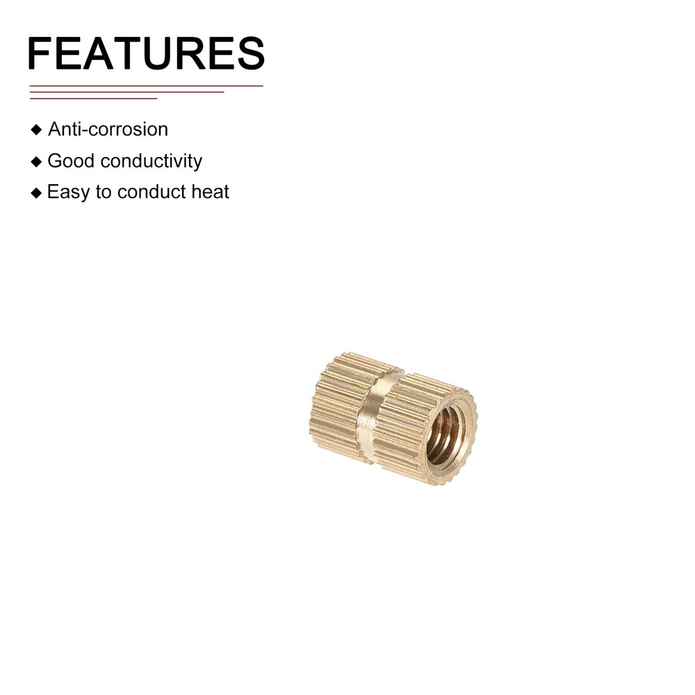 M5x10x7mm(IDxLxOD) Knurled Insert Nuts - 30 Pack - Good for Plastic Shells