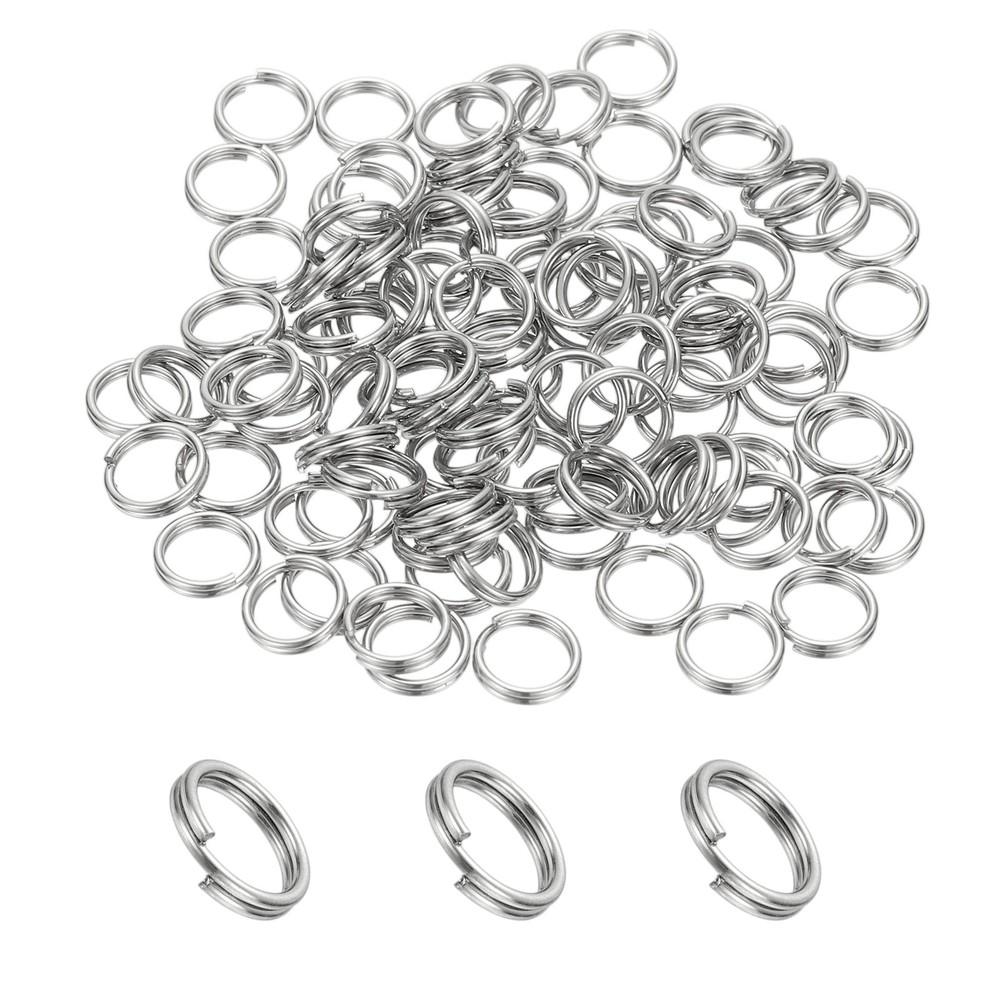 Round Split Ring, 100 Pcs 7 mm Small Split Ring with Double Loops Silver