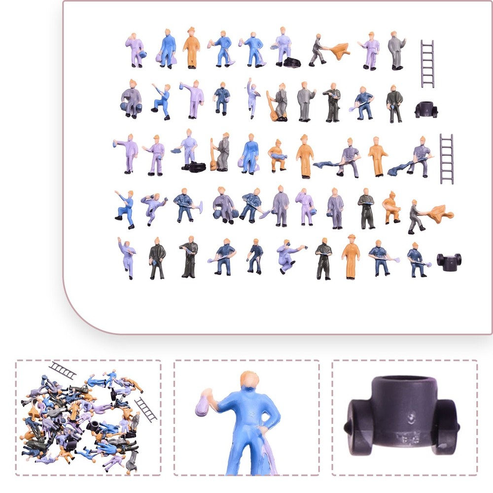 Figures Painted Figures Scale 1:87 25 Different Poses 50pcs Painted Figures