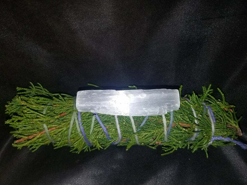Fresh Juniper Smudge 7", Celtic Saining Bundle, with SELENITE wand, Magic, REIKI