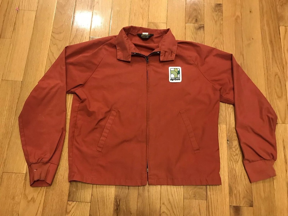 Vintage Maroon AgriGold Seed Corn Bomber Jacket Swingster Coat