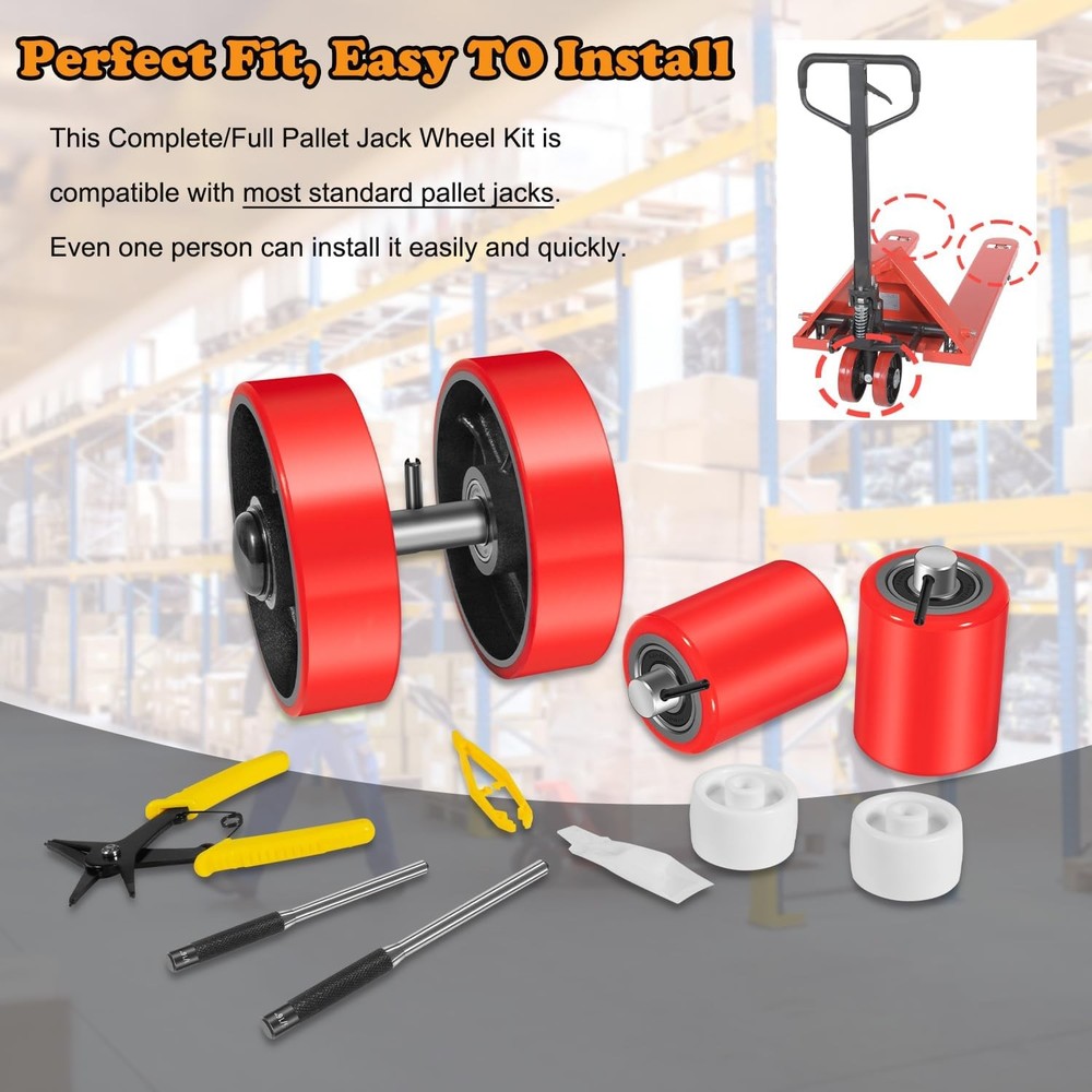 Pallet Jack/Truck Full Replacement Kit Steering Wheels 7"x 2" Front Load Roller