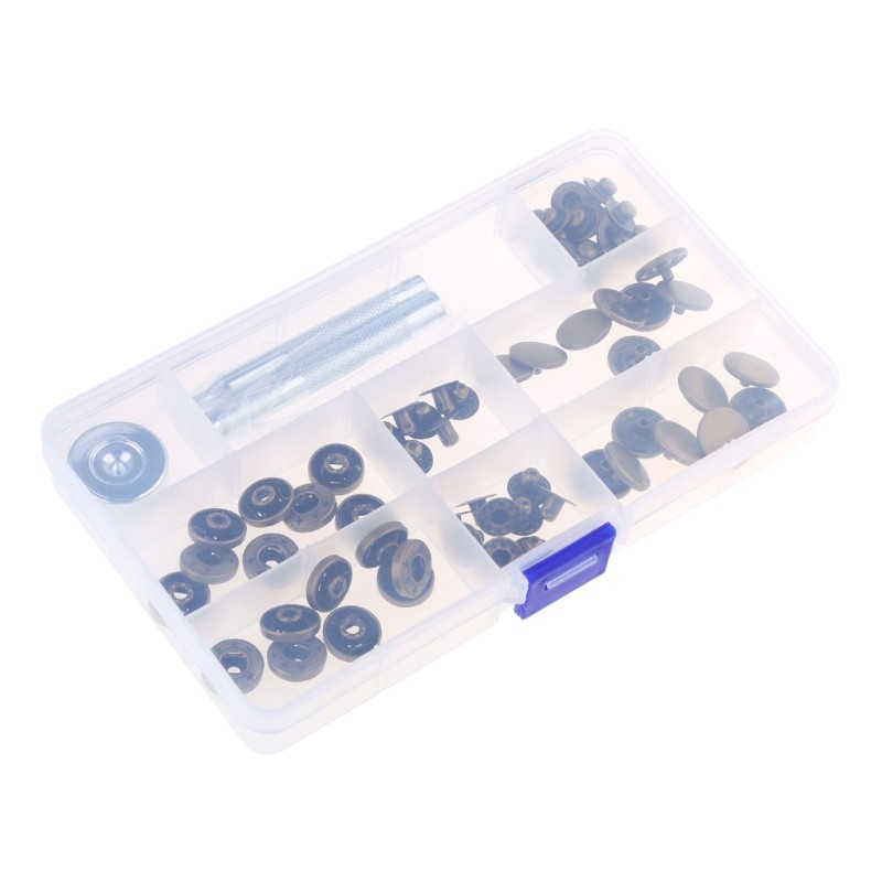 15 Sets Snap Fasteners Kits, 15mm Metal Snap Button Press Studs with Fixing Tool