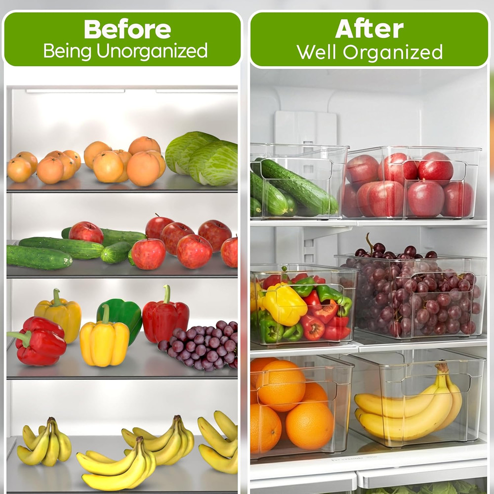 - Fridge & Refrigerator Organizer Bins (8 Pack), Clear Stackable Durable Plastic