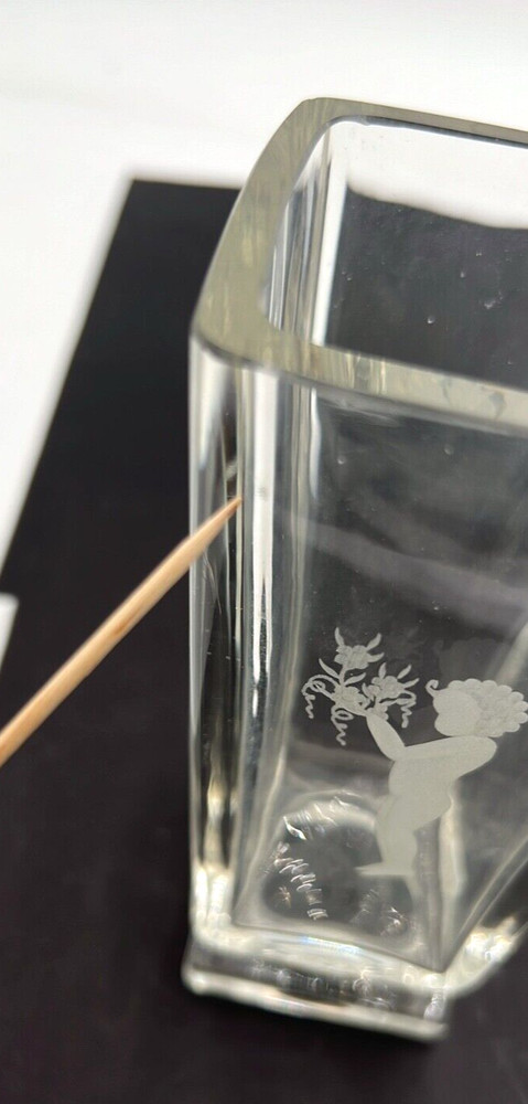 Etched Glass Pedestal Vase